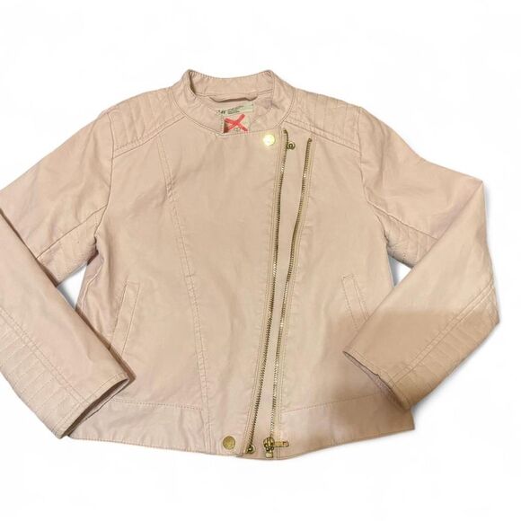 H&M girls pink faux leather Jacket - 7/8 - Picture 1 of 3